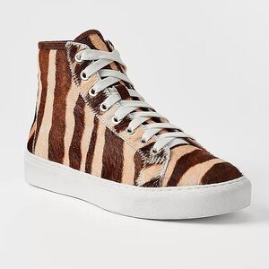 Ann Taylor Zebra Print Haircalf High Top Sneakers Size 6.5